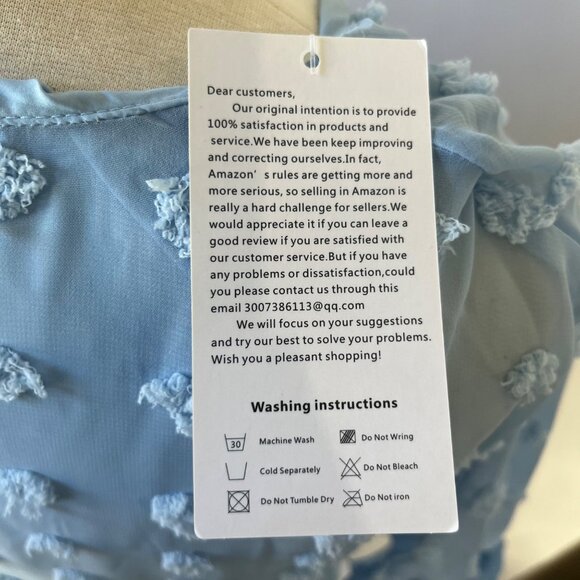 Kirundo Dress Medium Blue New Pom Texture Fit and Flair Short Sleeves - Picture 10 of 10